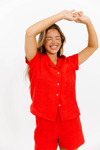 NeNe Linen Two Piece Set in Poppy