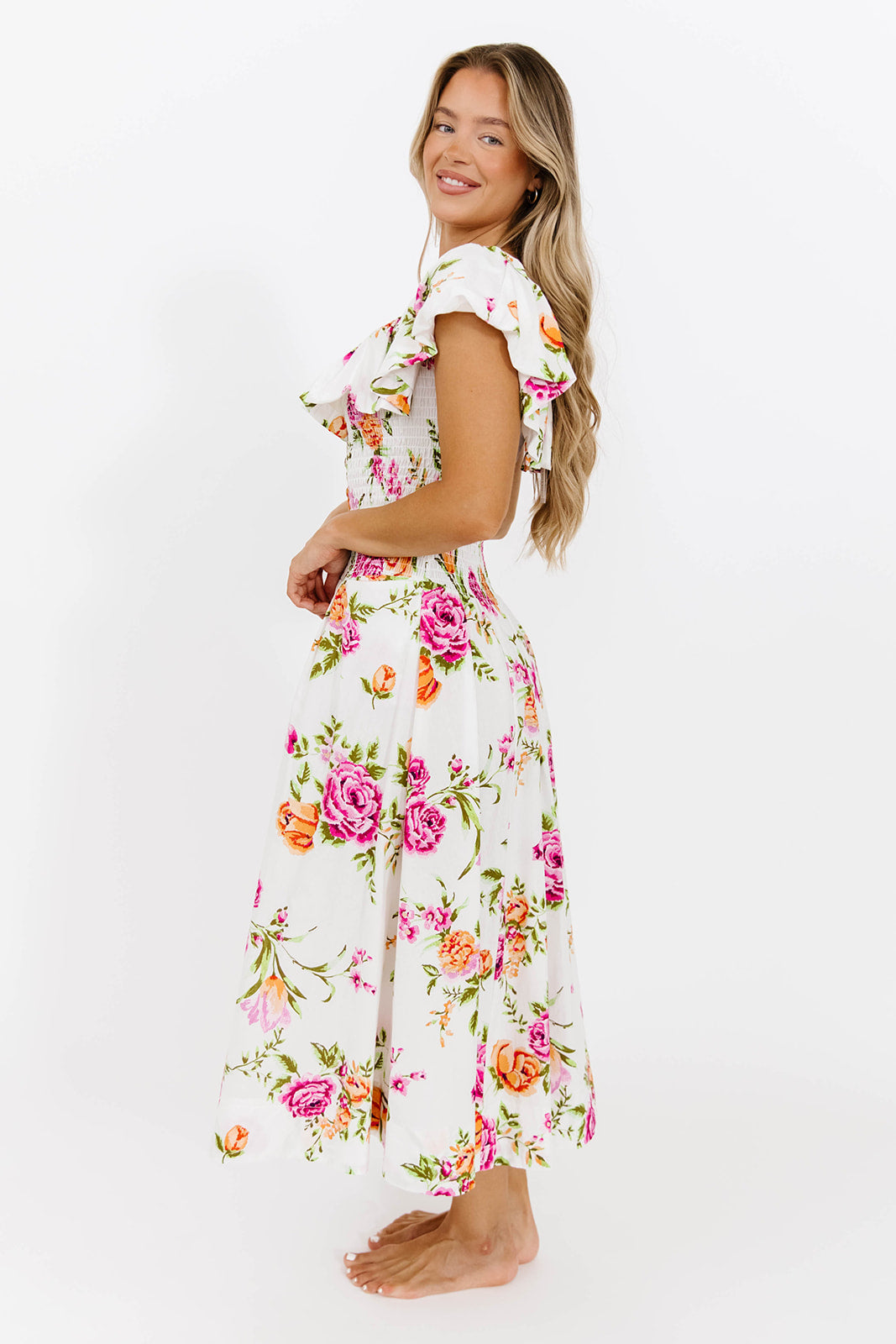 Laney Floral Maxi Dress in White Floral