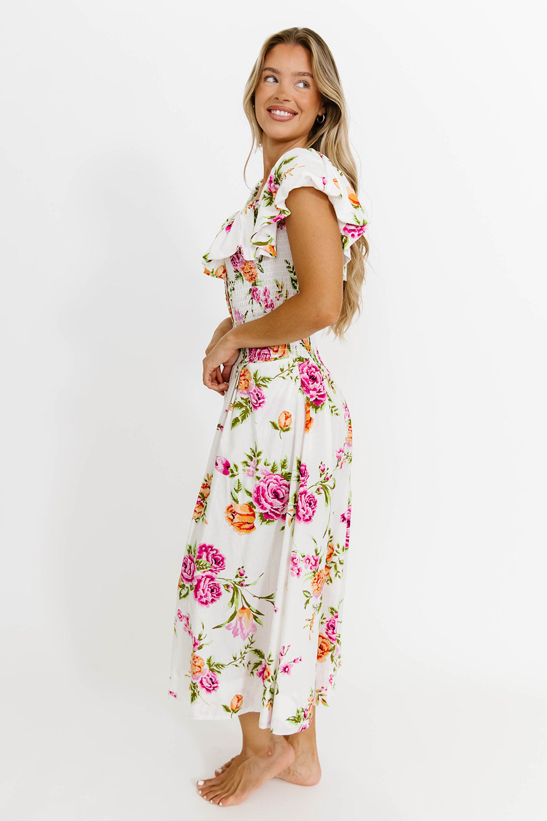 Laney Floral Maxi Dress in White Floral