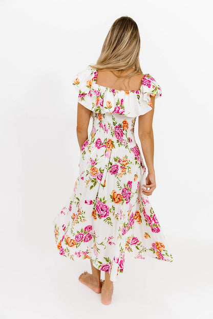 Laney Floral Maxi Dress in White Floral