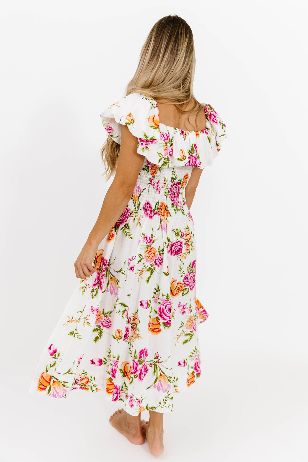 Laney Floral Maxi Dress in White Floral