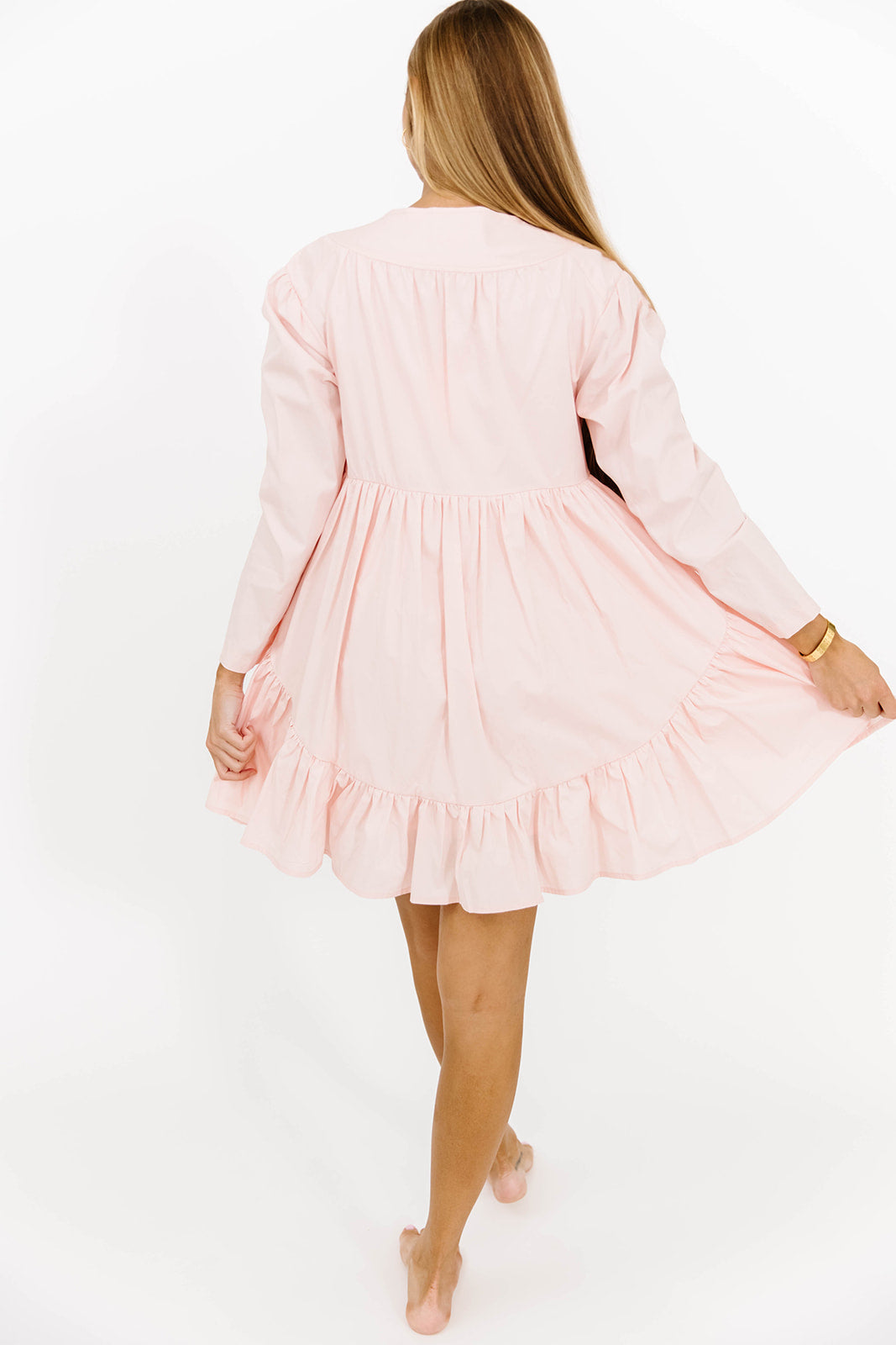 Ines Poplin Mini Dress with Zipper in Pink