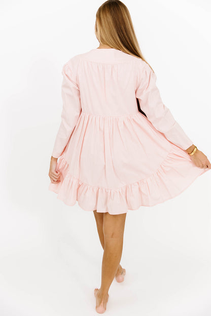 Ines Poplin Mini Dress with Zipper in Pink