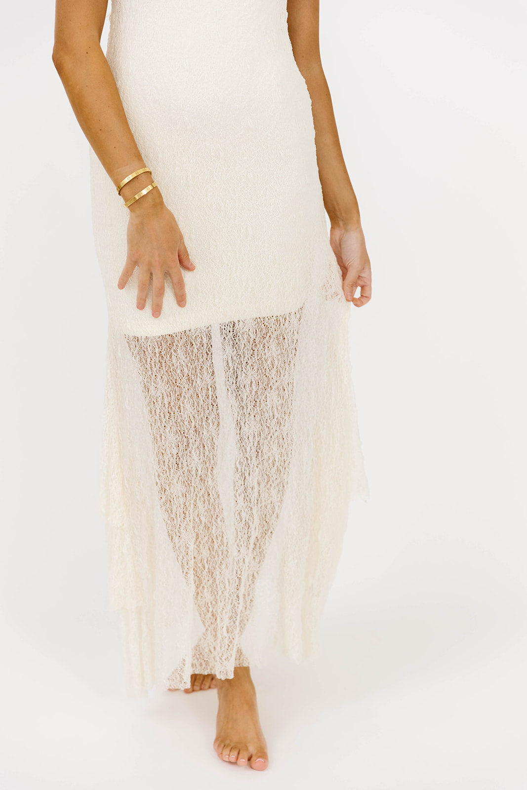 Starla All Laced Long Dress in Cream