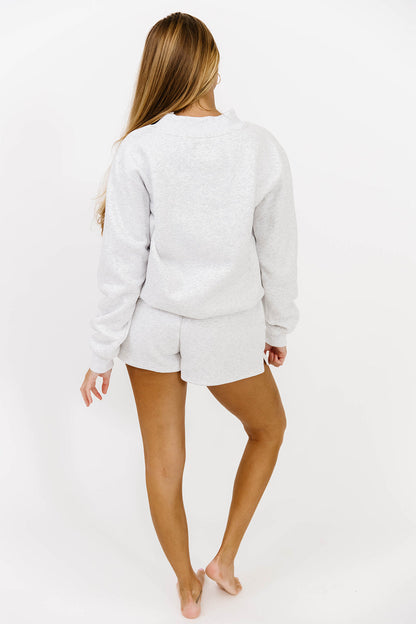 Basic Blank Sweat Shorts in Pearl Grey