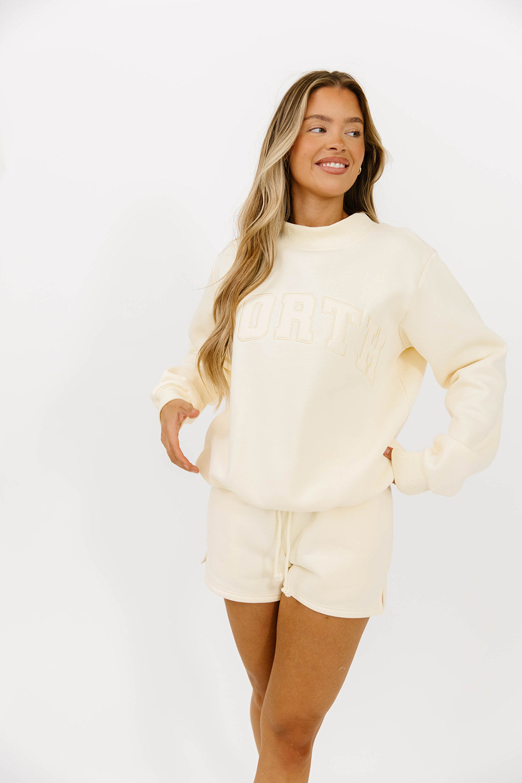 Basic Blank Sweat Shorts in Toasted Cream