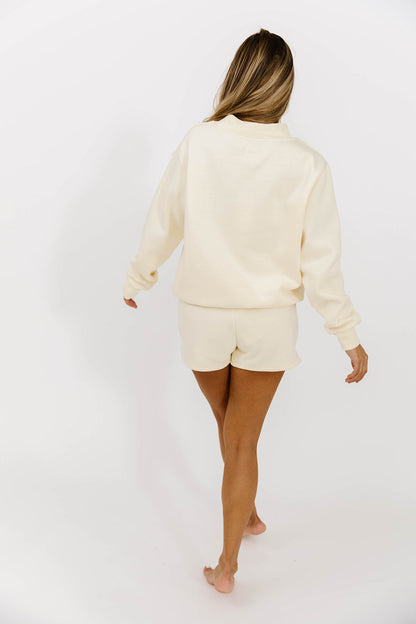 Basic Blank Sweat Shorts in Toasted Cream