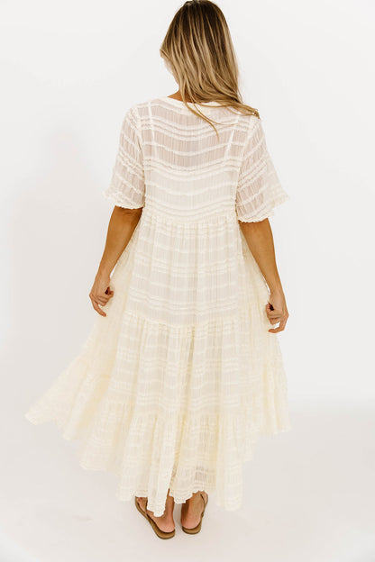 Kristin Tiered Woven Maxi Dress with Detachable Liner in Ivory - Bump Friendly