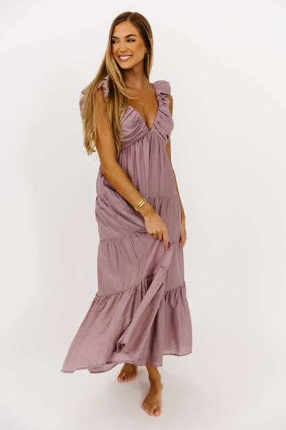 Yvonne Tiered Maxi Dress in Dusty Lavender