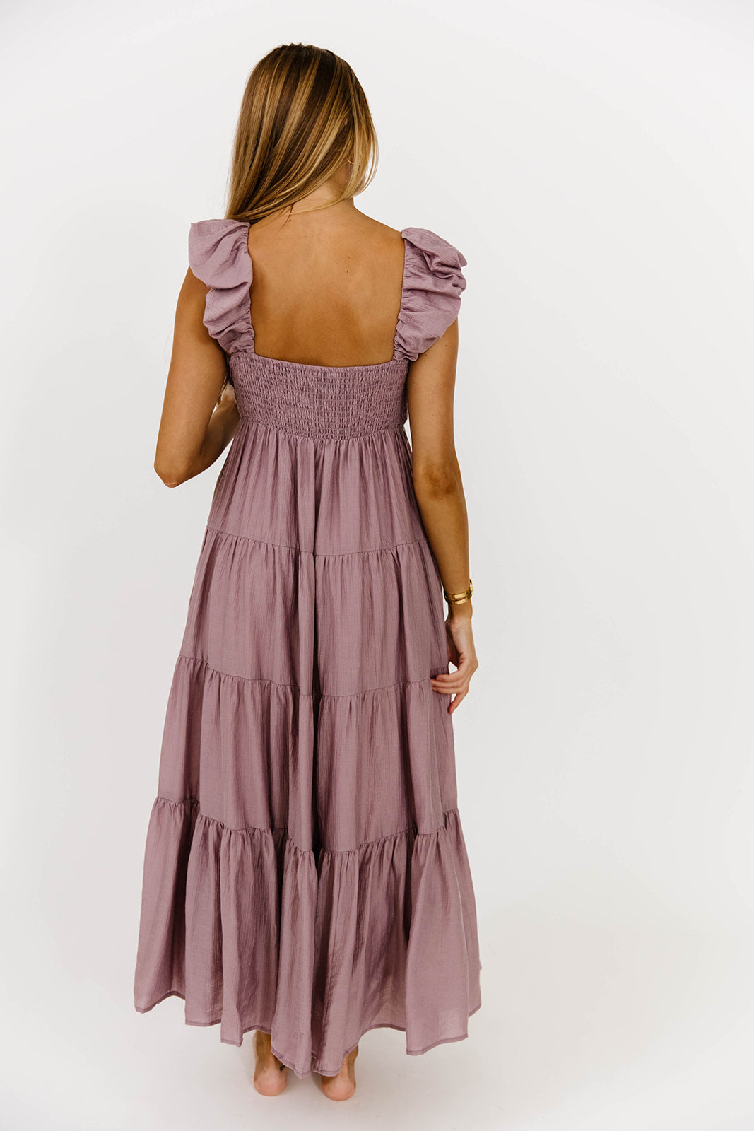 Yvonne Tiered Maxi Dress in Dusty Lavender