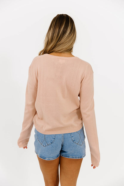 Haddie Button Down Slim Cardigan in Rose
