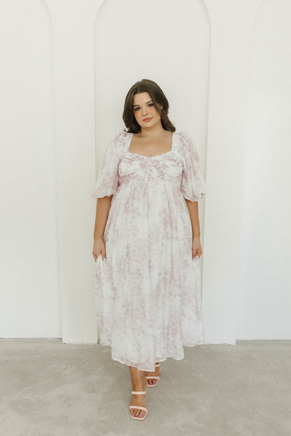 Harlow Midi Dress in Light Pink Floral - Bump Friendly & Inclusive Sizing (S-3XL)