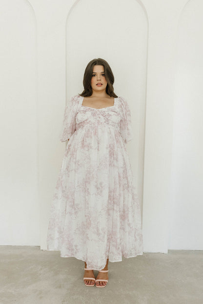 Harlow Midi Dress in Light Pink Floral - Bump Friendly & Inclusive Sizing (S-3XL)