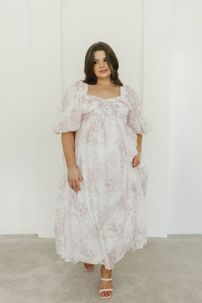 Harlow Midi Dress in Light Pink Floral - Bump Friendly & Inclusive Sizing (S-3XL)