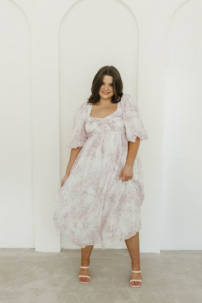 Harlow Midi Dress in Light Pink Floral - Bump Friendly & Inclusive Sizing (S-3XL)