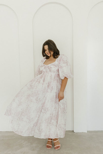 Harlow Midi Dress in Light Pink Floral - Bump Friendly & Inclusive Sizing (S-3XL)