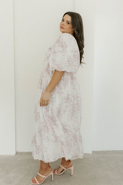 Harlow Midi Dress in Light Pink Floral - Bump Friendly & Inclusive Sizing (S-3XL)
