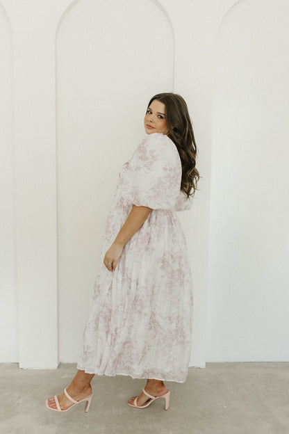 Harlow Midi Dress in Light Pink Floral - Bump Friendly & Inclusive Sizing (S-3XL)