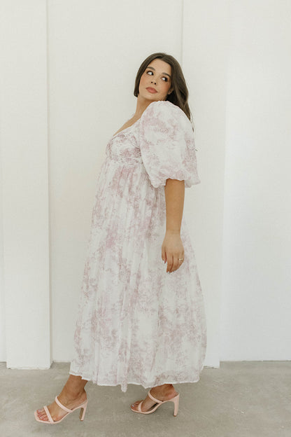 Harlow Midi Dress in Light Pink Floral - Bump Friendly & Inclusive Sizing (S-3XL)