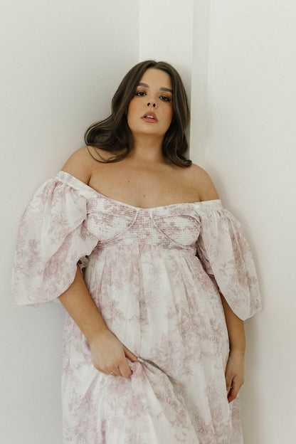 Harlow Midi Dress in Light Pink Floral - Bump Friendly & Inclusive Sizing (S-3XL)