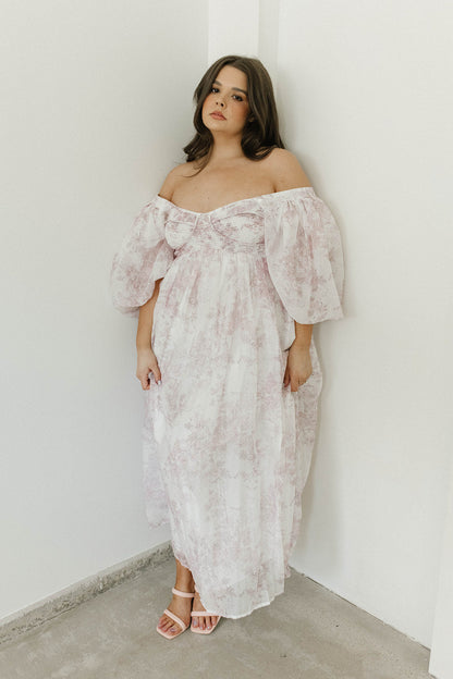 Harlow Midi Dress in Light Pink Floral - Bump Friendly & Inclusive Sizing (S-3XL)