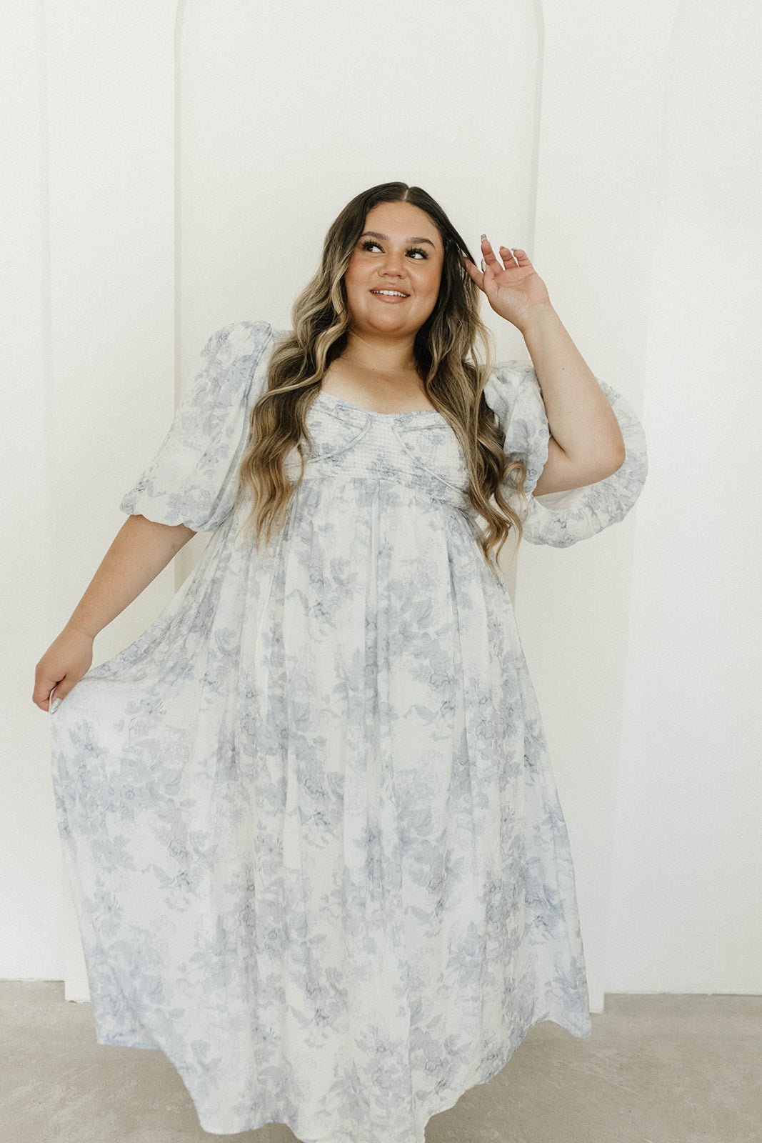 Harlow Maxi Dress in Light Blue Floral - Bump Friendly and Size Inclusive