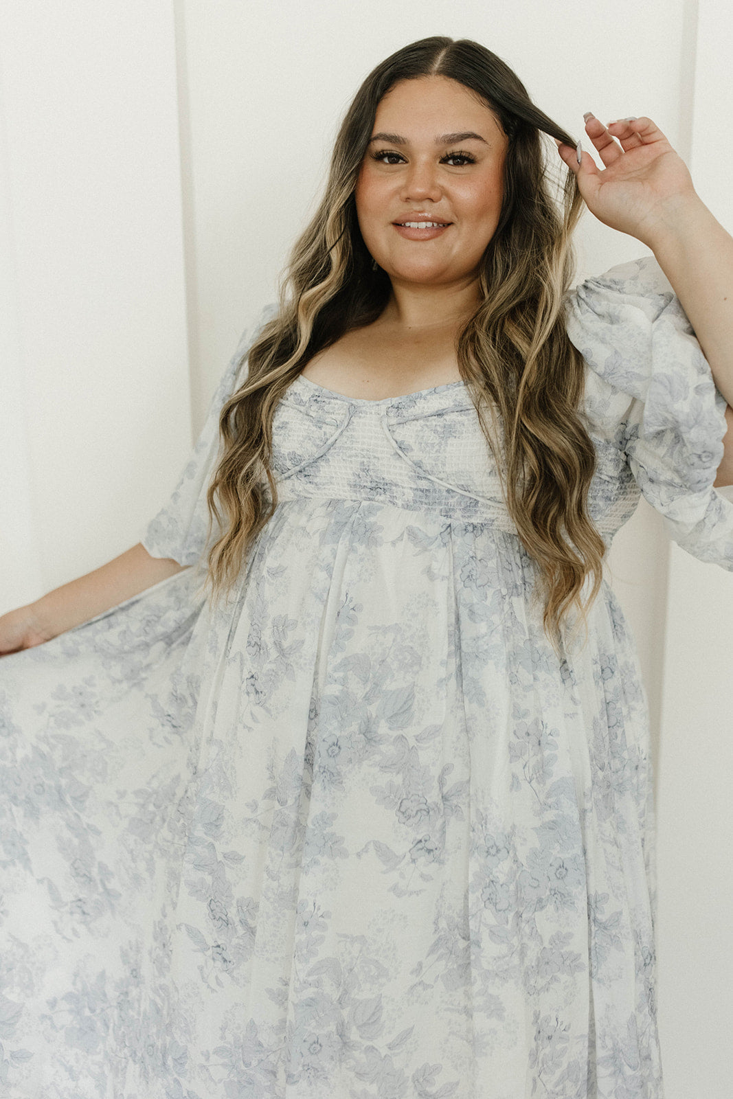 Harlow Maxi Dress in Light Blue Floral - Bump Friendly and Size Inclusive