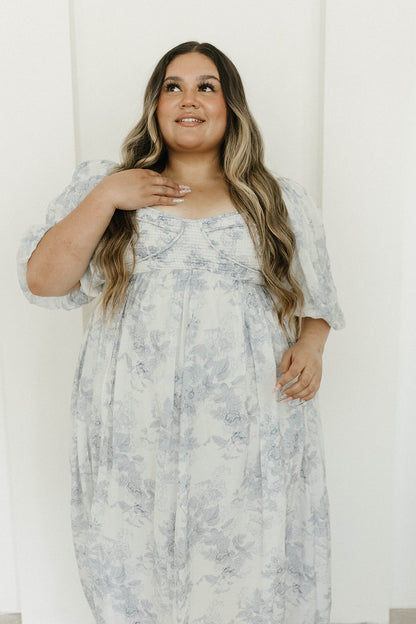 Harlow Maxi Dress in Light Blue Floral - Bump Friendly and Size Inclusive