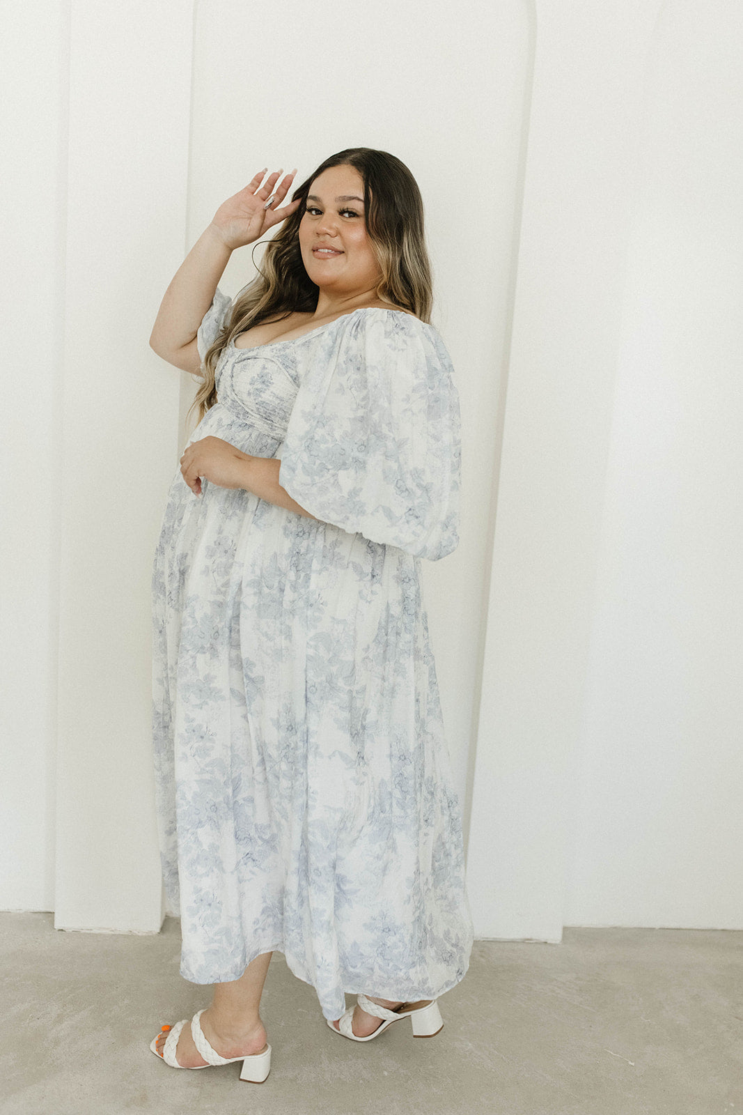 Harlow Maxi Dress in Light Blue Floral - Bump Friendly and Size Inclusive