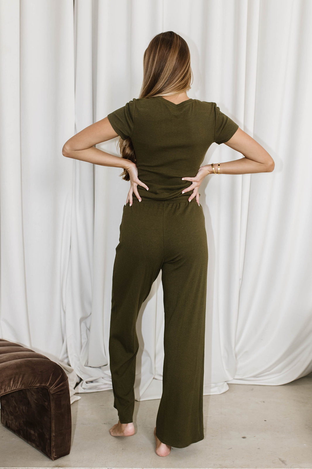 The Muse Knit Top & Pants Set in Olive