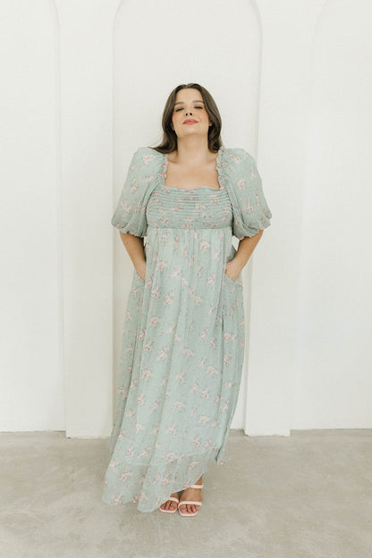 Melody Maxi Dress in Turquoise Floral - Bump Friendly & Inclusive Sizing