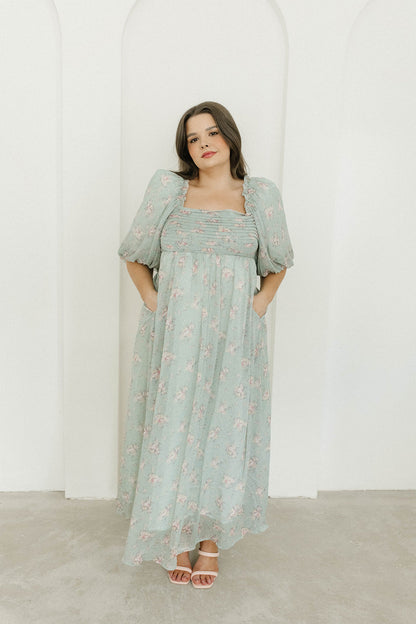 Melody Maxi Dress in Turquoise Floral - Bump Friendly & Inclusive Sizing