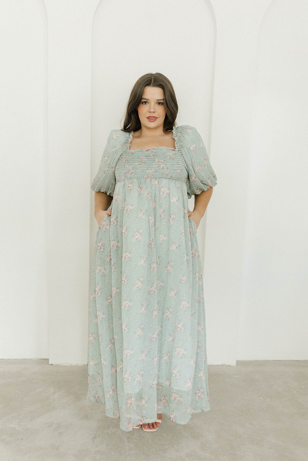 Melody Maxi Dress in Turquoise Floral - Bump Friendly & Inclusive Sizing