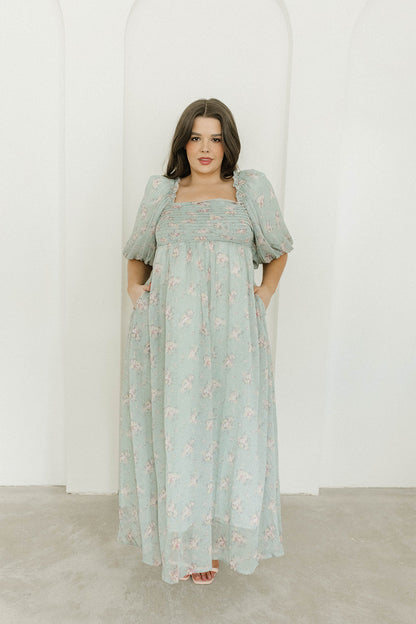 Melody Maxi Dress in Turquoise Floral - Bump Friendly & Inclusive Sizing