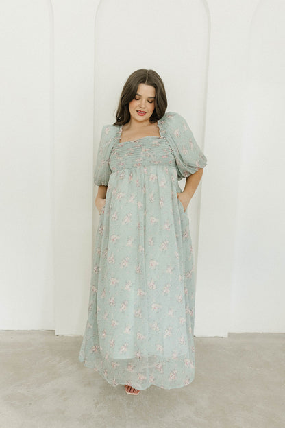 Melody Maxi Dress in Turquoise Floral - Bump Friendly & Inclusive Sizing