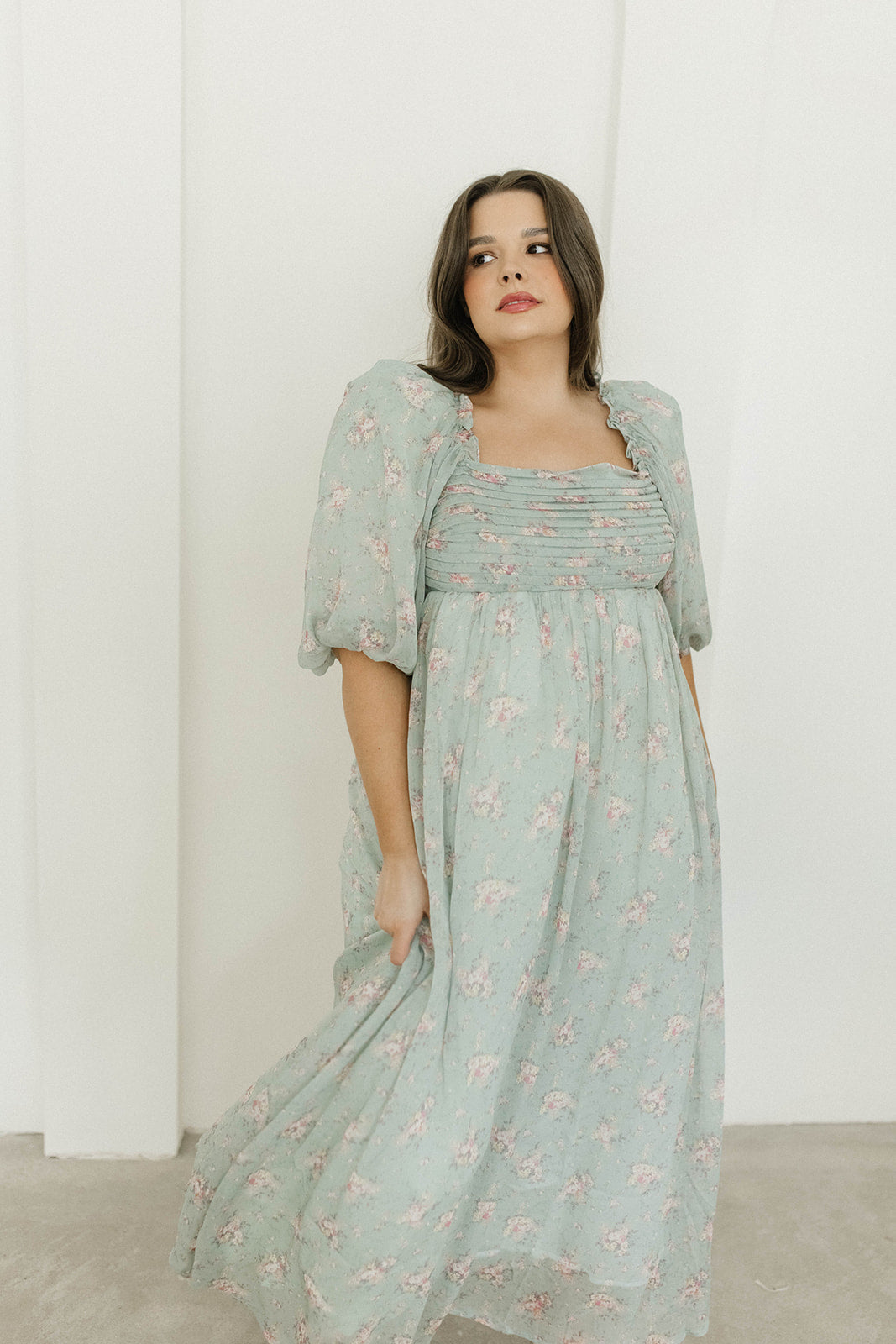 Melody Maxi Dress in Turquoise Floral - Bump Friendly & Inclusive Sizing