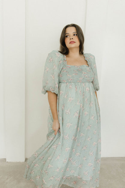 Melody Maxi Dress in Turquoise Floral - Bump Friendly & Inclusive Sizing