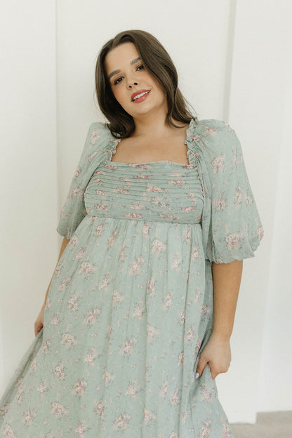 Melody Maxi Dress in Turquoise Floral - Bump Friendly & Inclusive Sizing