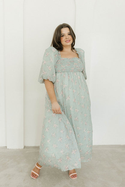 Melody Maxi Dress in Turquoise Floral - Bump Friendly & Inclusive Sizing