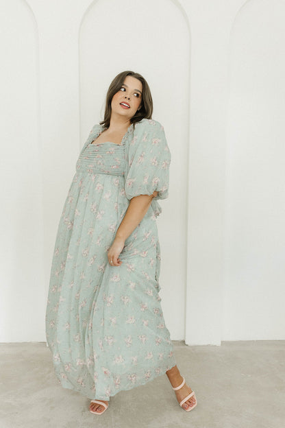 Melody Maxi Dress in Turquoise Floral - Bump Friendly & Inclusive Sizing