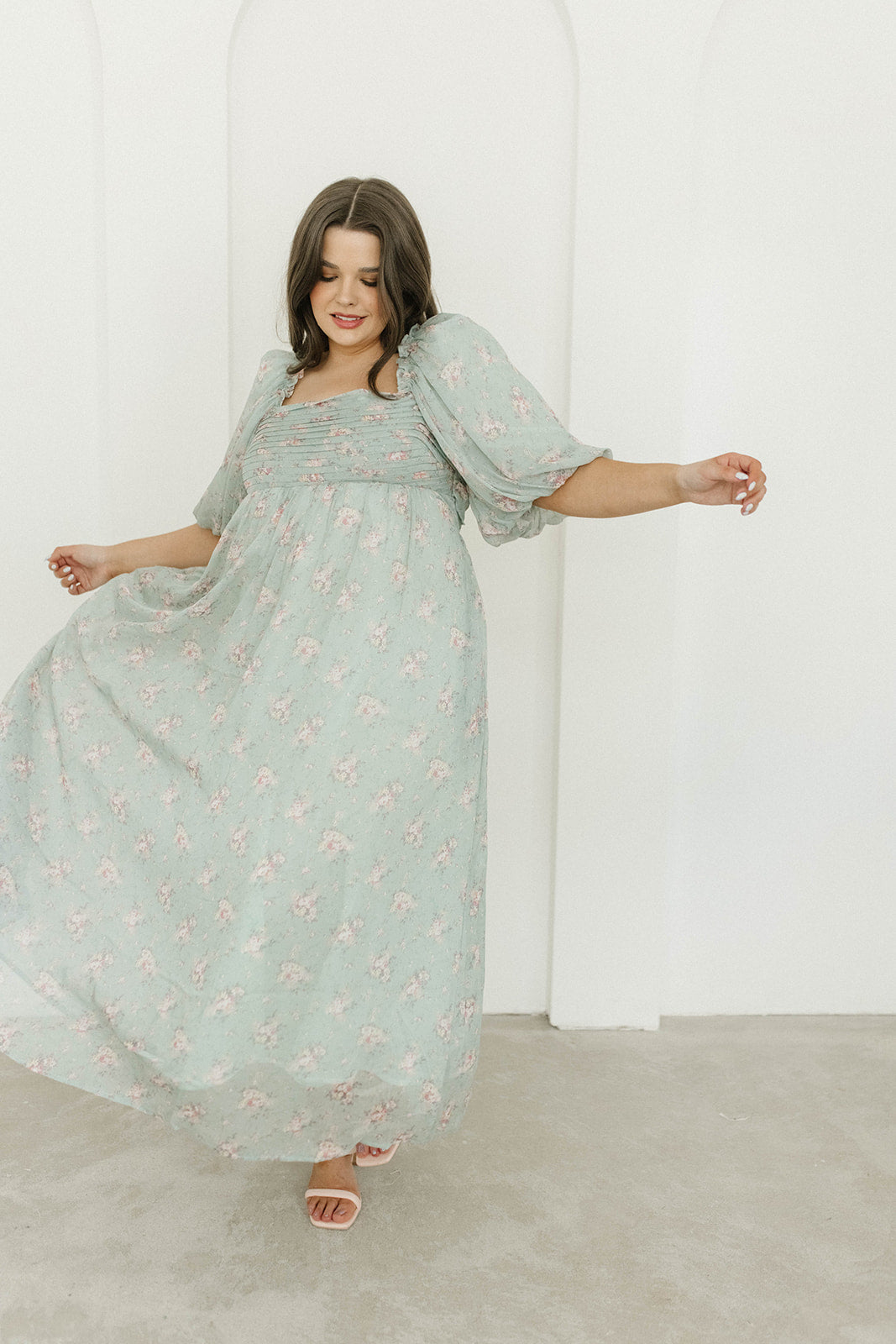 Melody Maxi Dress in Turquoise Floral - Bump Friendly & Inclusive Sizing