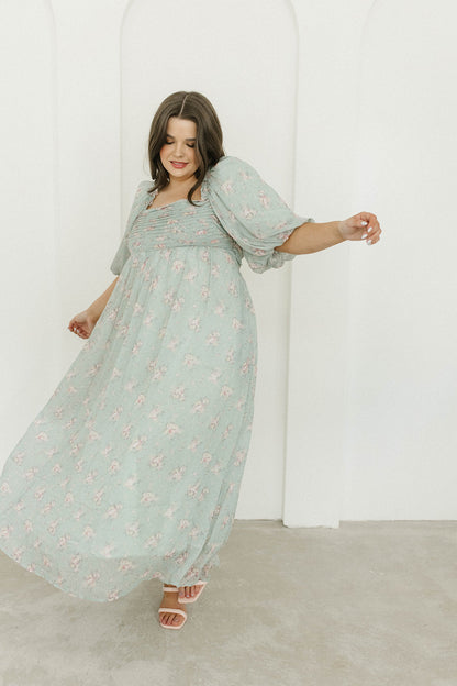 Melody Maxi Dress in Turquoise Floral - Bump Friendly & Inclusive Sizing