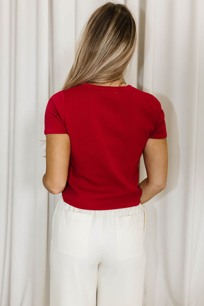 Clem Sweater Top in Red