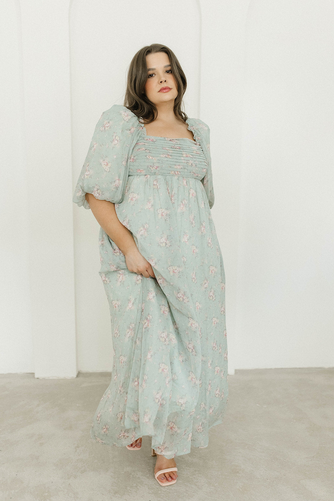 Melody Maxi Dress in Turquoise Floral - Bump Friendly & Inclusive Sizing