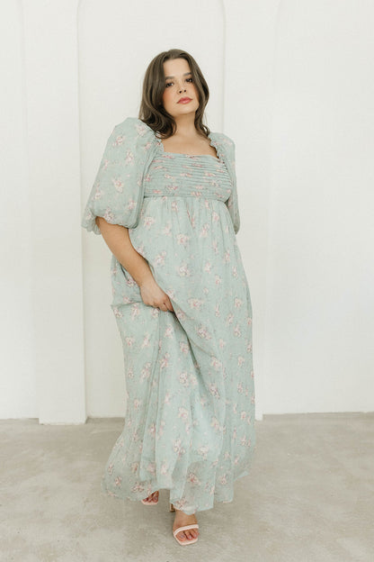 Melody Maxi Dress in Turquoise Floral - Bump Friendly & Inclusive Sizing