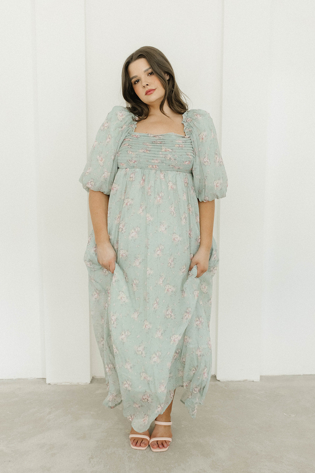 Melody Maxi Dress in Turquoise Floral - Bump Friendly & Inclusive Sizing