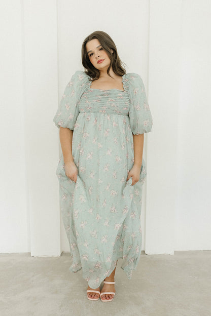 Melody Maxi Dress in Turquoise Floral - Bump Friendly & Inclusive Sizing