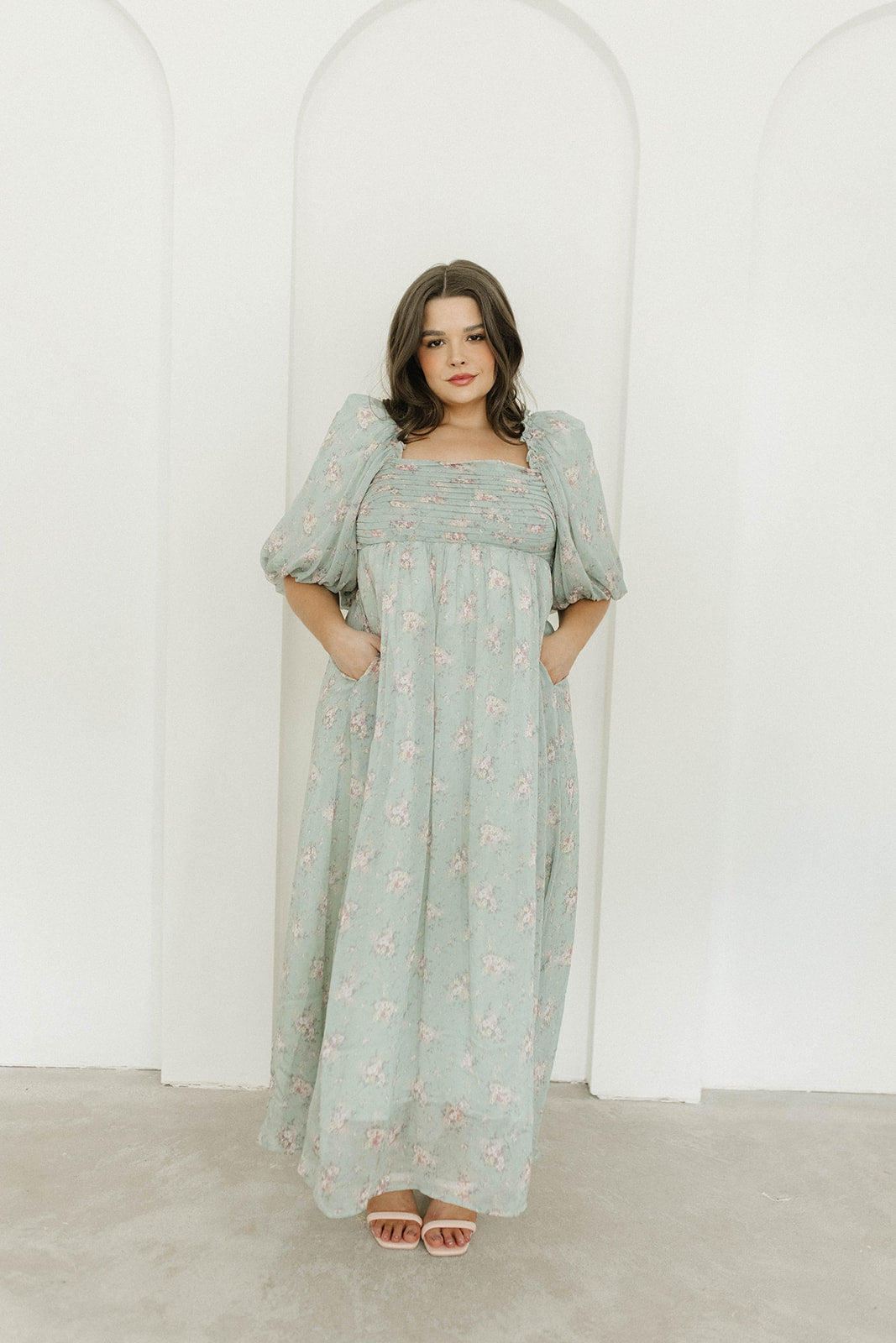 Melody Maxi Dress in Turquoise Floral - Bump Friendly & Inclusive Sizing