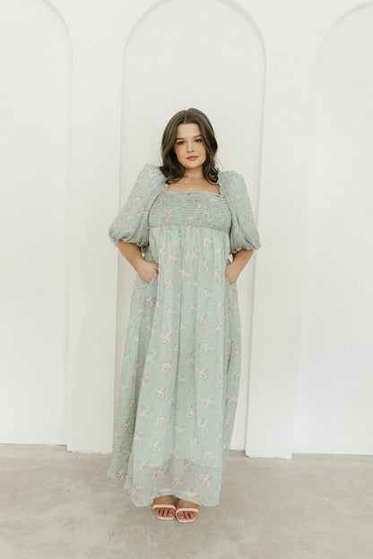 Melody Maxi Dress in Turquoise Floral - Bump Friendly & Inclusive Sizing