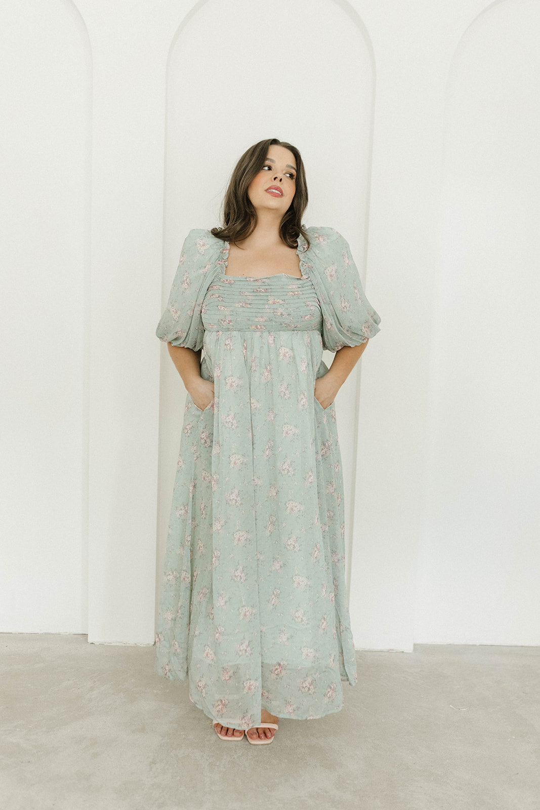 Melody Maxi Dress in Turquoise Floral - Bump Friendly & Inclusive Sizing